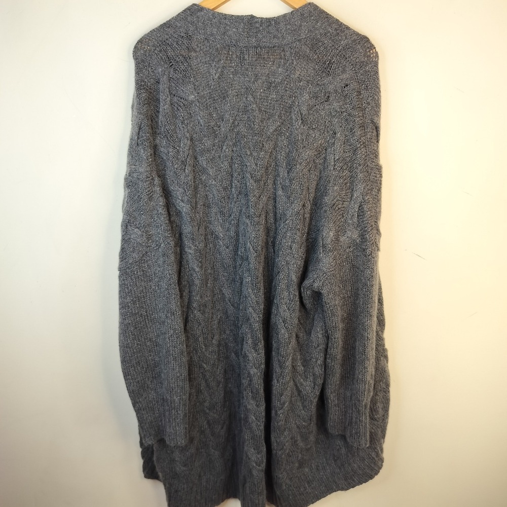 Eileen Fisher Wool Mohair Cardigan Sweater Size XL Cable Knit Open Front Minimal - Picture 8 of 12